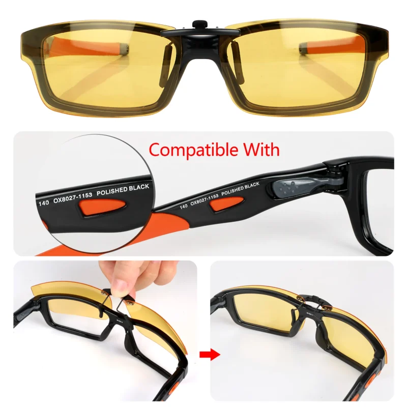 Custom Polarized Clip On Replacement Sunglasses For Oakley CROSSLINK OX8027 53x17 (Yellow) - Night Vision - Image 4