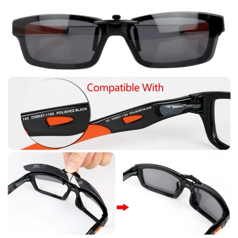 Custom Polarized  Clip On Replacement Sunglasses For Oakley CROSSLINK OX8027 53x17 (Black) - Image 4