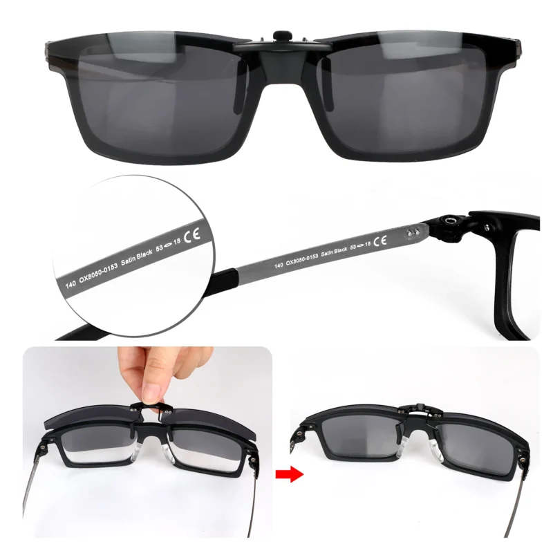 Custom Polarized Clip On Replacement Sunglasses For Oakley Pitchman 53 OX8050 53-18-140 (Black) - Image 3