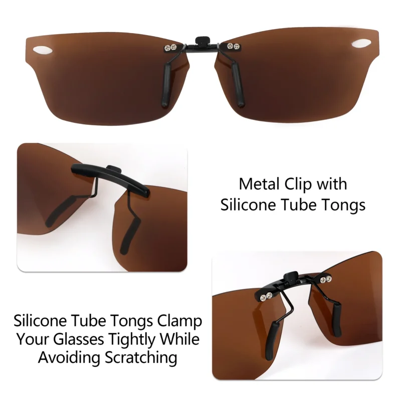 Custom Polarized Clip On Sunglasses For RayBan RB5150 (48mm) 48-19-135 48x19 (Bronze Brown) - Image 4