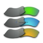 Replacement Polarized Lenses for Oakley Flak Jacket XLJ 3 Pair Combo (Amber Green Mirror, Blue, Gold)