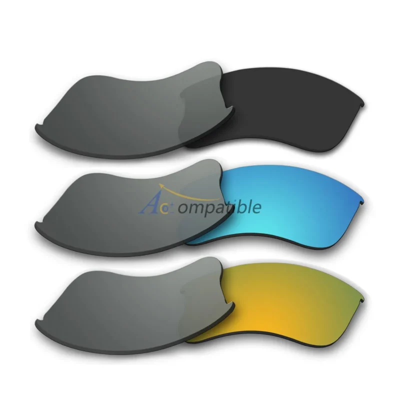 Replacement Polarized Lenses for Oakley Flak Jacket XLJ 3 Pair Combo (Black, Blue, Gold)