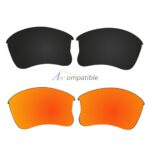 Replacement Polarized Lenses for Oakley Flak Jacket XLJ 2 Pair Combo (Black, Fire Red Mirror)