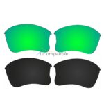 Polarized Lenses for Oakley Flak Jacket XLJ 2 Pair Combo (Amber Green Mirror, Black)