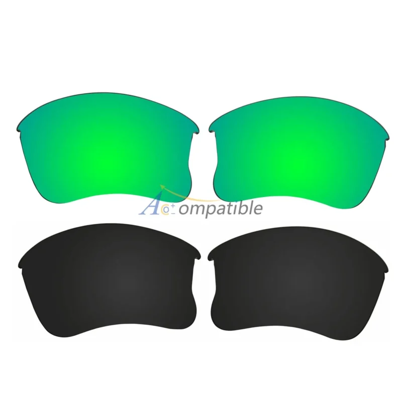 Polarized Lenses for Oakley Flak Jacket XLJ 2 Pair Combo (Amber Green Mirror, Black)