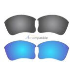 Replacement Polarized Lenses for Oakley Flak Jacket XLJ 2 Pair Combo (Grey, Blue)
