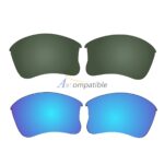 Replacement Polarized Lenses for Oakley Flak Jacket XLJ 2 Pair Combo (Green, Blue)