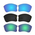 Replacement Polarized Lenses for Oakley Flak Jacket XLJ 3 Pair Combo (Blue, Black, Amber Green Mirror)
