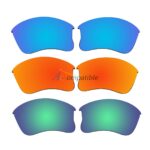 Replacement Polarized Lenses for Oakley Flak Jacket XLJ 3 Pair Combo (Blue, Fire Red Mirror, Amber Green Mirror)