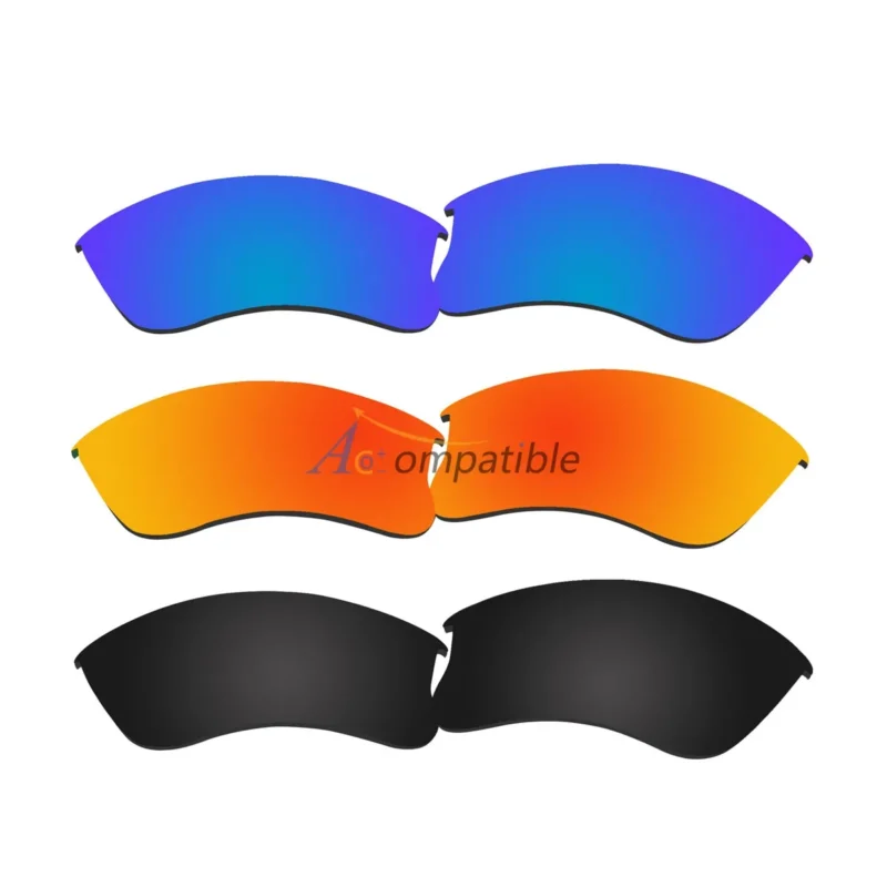 Polarized Lenses for Oakley Flak Jacket XLJ 3 Pair Combo (Blue, Fire Red Mirror, Black Color)