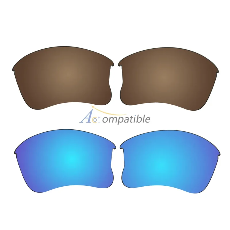 Replacement Polarized Lenses for Oakley Flak Jacket XLJ 2 Pair Combo (Bronze Brown, Blue)