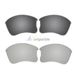 Replacement Polarized Lenses for Oakley Flak Jacket XLJ 2 Pair Combo (Grey, Titanium)