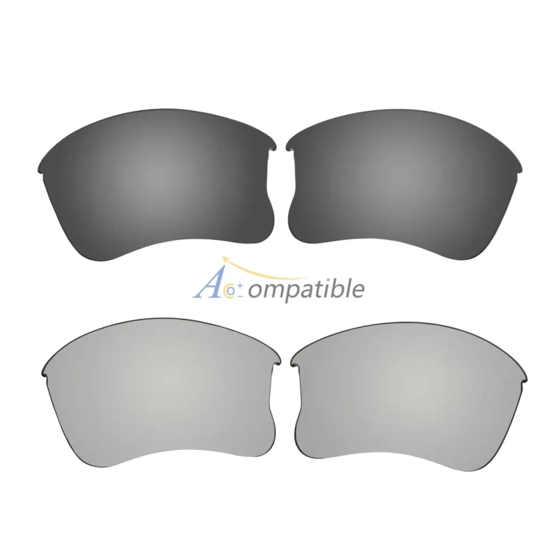 Replacement Polarized Lenses for Oakley Flak Jacket XLJ 2 Pair Combo (Grey, Titanium)