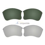 Replacement Polarized Lenses for Oakley Flak Jacket XLJ 2 Pair Combo (Green, Titanium)
