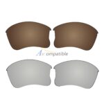 Replacement Polarized Lenses for Oakley Flak Jacket XLJ 2 Pair Combo (Bronze Brown,Titanium)