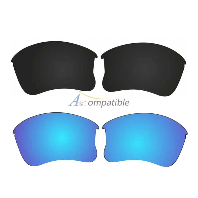 Replacement Polarized Lenses for Oakley Flak Jacket XLJ 2 Pair Combo (Black, Blue)