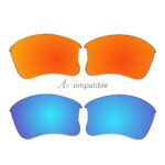 Replacement Polarized Lenses for Oakley Flak Jacket XLJ 2 Pair Combo (Fire Red Mirror, Blue)