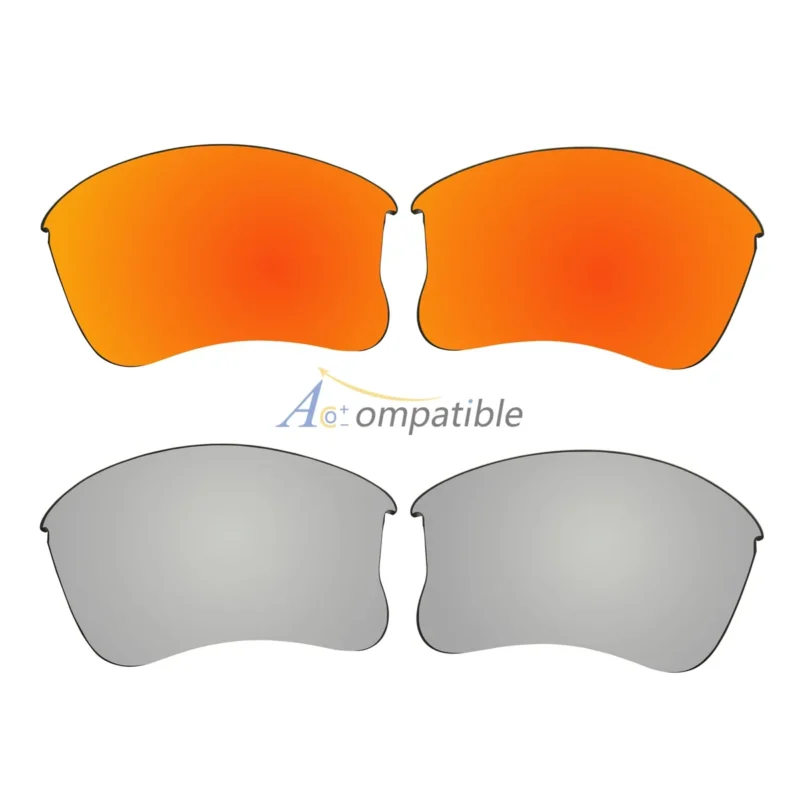 Replacement Polarized Lenses for Oakley Flak Jacket XLJ 2 Pair Combo (Fire Red Mirror, Titanium)