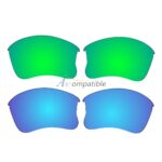 Replacement Polarized Lenses for Oakley Flak Jacket XLJ 2 Pair Combo (Amber Green Mirror, Blue)
