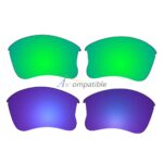 Polarized Lenses for Oakley Flak Jacket XLJ 2 Pair Combo (Amber Green Mirror, Purple)