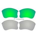 Replacement Polarized Lenses for Oakley Flak Jacket XLJ 2 Pair Combo (Grey, Green)