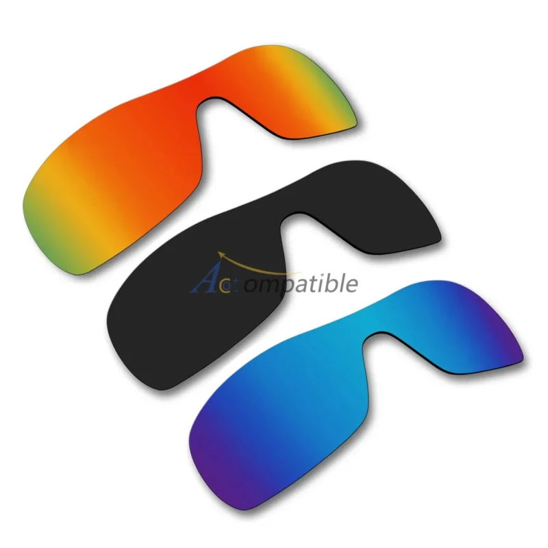 Lenses for Oakley Antix 3 Pair Color Combo (Fire Red Mirror, Black Color, Ice Blue Mirror)