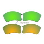 Replacement Polarized Lenses for Oakley Flak Jacket XLJ 2 Pair Combo (Amber Green Mirror, Gold)