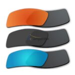 Lenses for Oakley Eyepatch 2 3 Pair Color Combo (Fire Red Mirror, Black Color, Ice Blue Mirror)