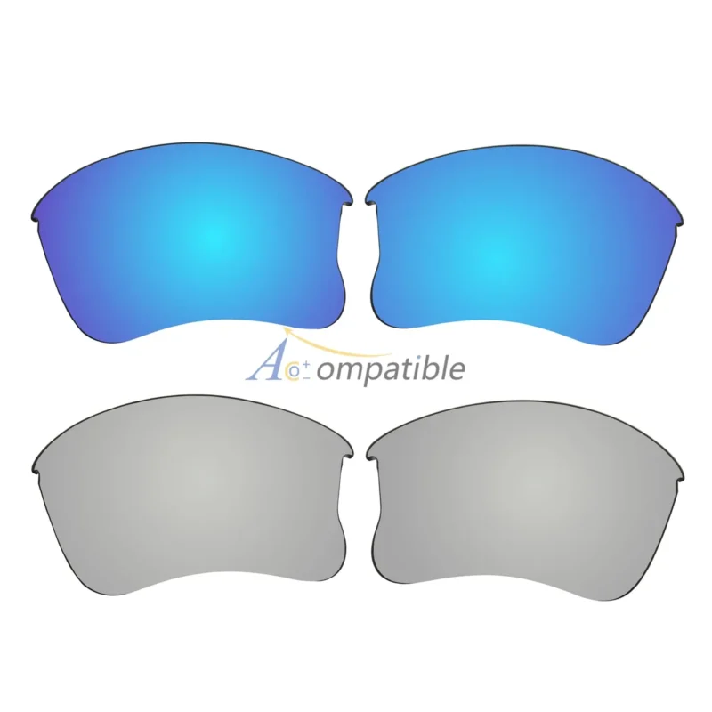 Replacement Polarized Lenses for Oakley Flak Jacket XLJ 2 Pair Combo (Blue, Titanium)