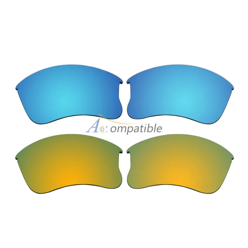 Replacement Polarized Lenses for Oakley Flak Jacket XLJ 2 Pair Combo (Blue, Gold)