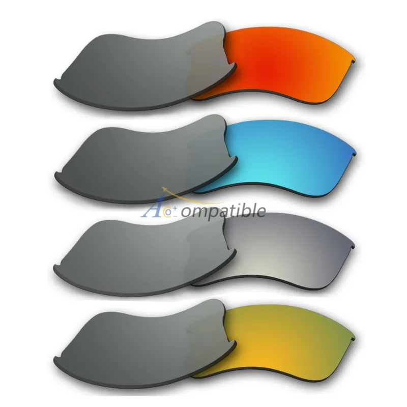 Polarized Lenses for Oakley Flak Jacket XLJ 4 Pair Combo (Fire Red Mirror, Blue, Titanium, Gold)