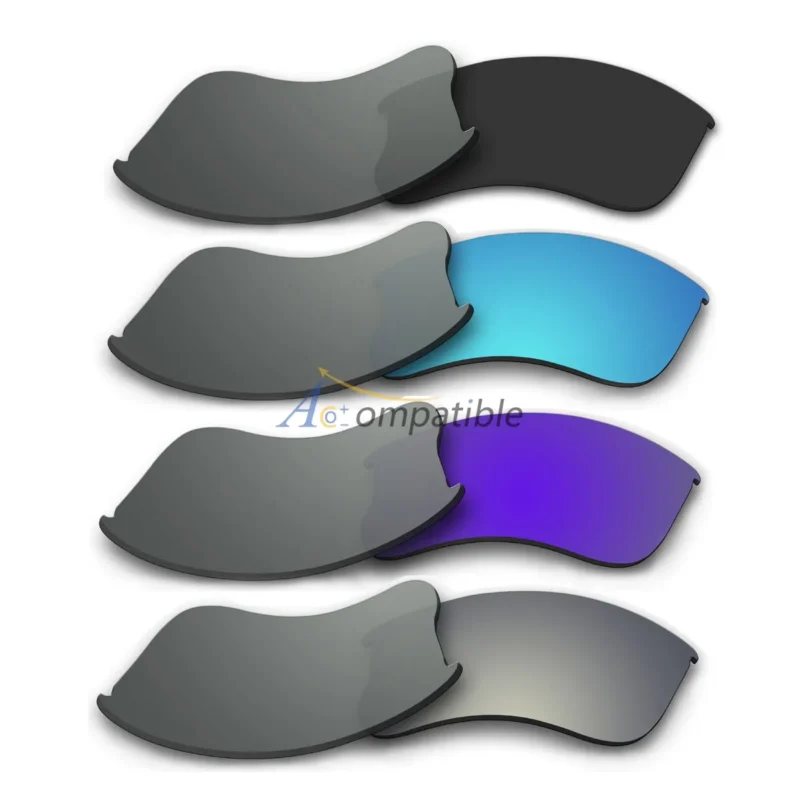 Replacement Polarized Lenses for Oakley Flak Jacket XLJ 4 Pair Combo (Black, Blue, Purple, Titanium)