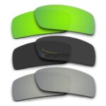 Polarized Lenses for Oakley Gascan 3 Pair Combo (Emerald Green Mirror, Black Color, Silver Mirror)
