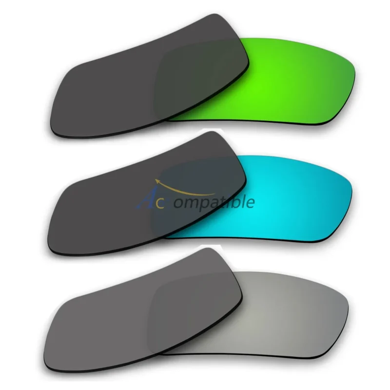 Polarized Lenses for Oakley Gascan 3 Pair Combo (Emerald Green Mirror, Ice Blue Mirror, Silver Mirror)