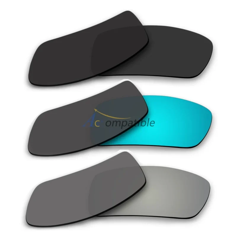 Polarized Lenses for Oakley Gascan 3 Pair Combo (Black Color, Ice Blue Mirror, Silver Mirror)