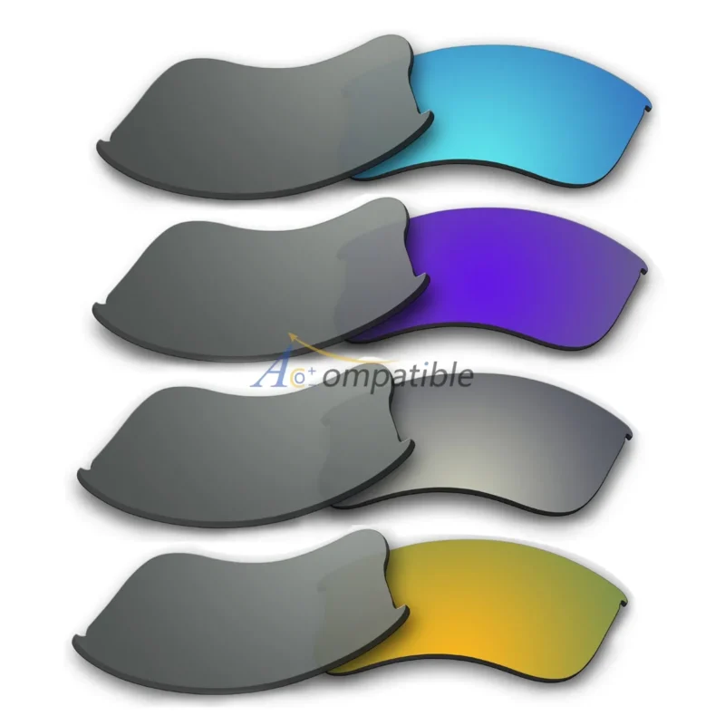 Replacement Polarized Lenses for Oakley Flak Jacket XLJ 4 Pair Combo (Blue, Purple, Titanium, Gold)