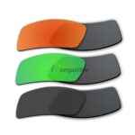 Lenses for Oakley Eyepatch 2 3 Pair Color Combo (Fire Red Mirror, Emerald Green Mirror, Black)