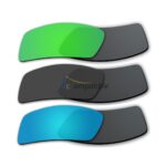 Lenses for Oakley Eyepatch 2 3 Pair Color Combo (Emerald Green Mirror, Black Color, Ice Blue Mirror)
