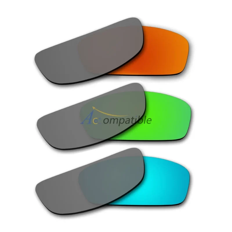 Lenses for Oakley Hijinx 3 Pair Color Combo (Fire Red Mirror, Emerald Green Mirror, Ice Blue Mirror)