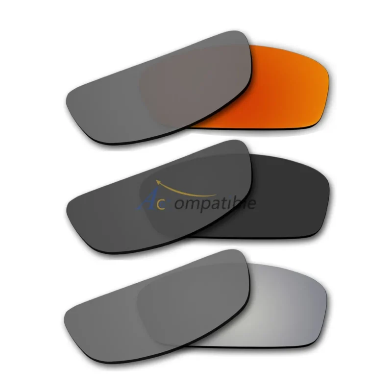 Lenses for Oakley Hijinx 3 Pair Color Combo (Fire Red Mirror, Black Color, Silver Mirror)