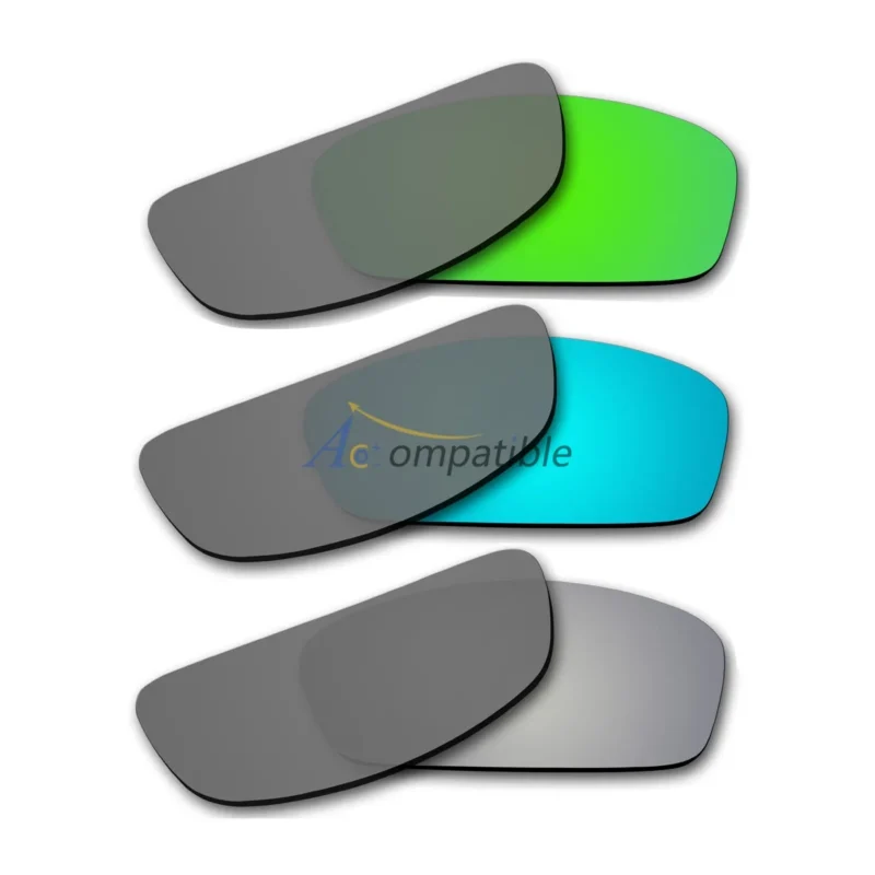 Lenses for Oakley Hijinx 3 Pair Color Combo (Emerald Green Mirror, Ice Blue Mirror, Silver Mirror)