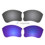Replacement Polarized Lenses for Oakley Flak Jacket XLJ 2 Pair Combo (Grey, Purple)