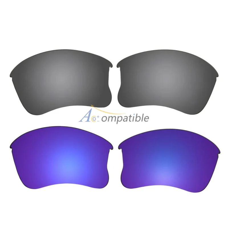 Replacement Polarized Lenses for Oakley Flak Jacket XLJ 2 Pair Combo (Grey, Purple)