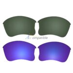 Replacement Polarized Lenses for Oakley Flak Jacket XLJ 2 Pair Combo (Green, Purple)