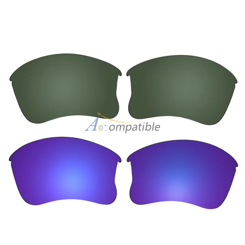 Replacement Polarized Lenses for Oakley Flak Jacket XLJ 2 Pair Combo (Green, Purple)