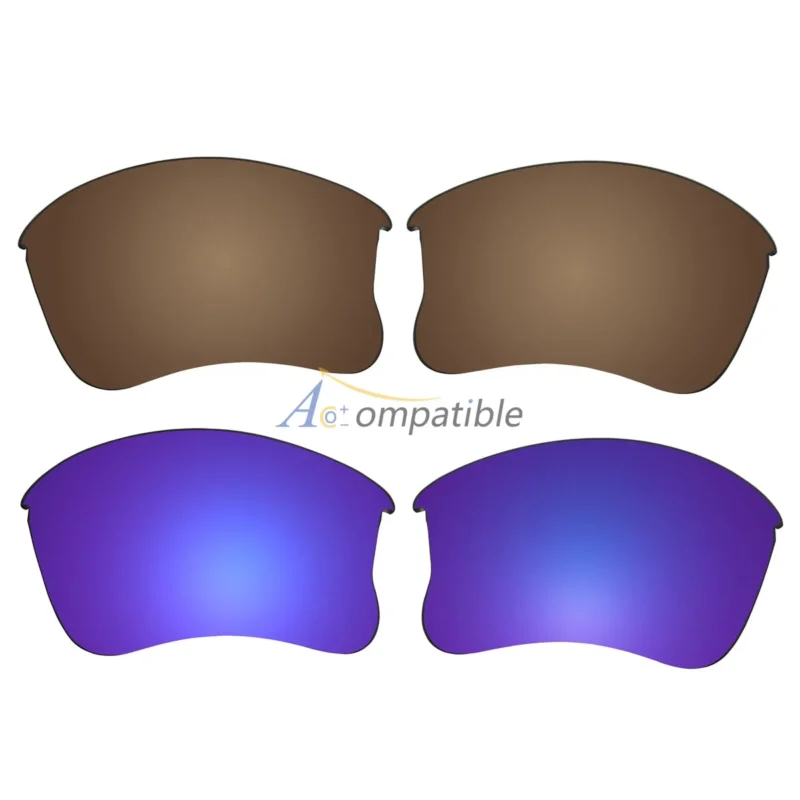 Replacement Polarized Lenses for Oakley Flak Jacket XLJ 2 Pair Combo (Bronze Brown, Purple)