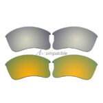 Replacement Polarized Lenses for Oakley Flak Jacket XLJ 2 Pair Combo (Titanium, Gold)