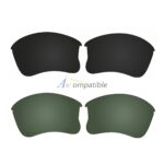 Replacement Polarized Lenses for Oakley Flak Jacket XLJ 2 Pair Combo (Black, Green)