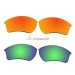 Replacement Polarized Lenses for Oakley Half Jacket 2.0 XL 2 Pair Combo (Fire Red Mirror, Emerald Green)