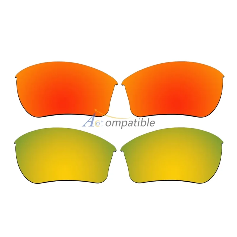 Replacement Polarized Lenses for Oakley Half Jacket 2.0 XL 2 Pair Combo (Fire Red Mirror, Gold)